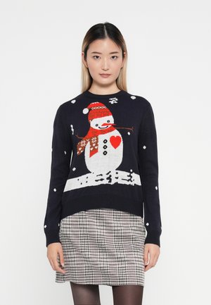 PCJOLLY XMAS O NECK PULLOVER - Stickad tröja - sky captain