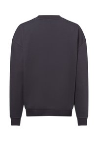 Dunkelgrauer Sweatshirt aus weichem Stoff, mit Rundhalsausschnitt, gerippten Bündchen und Saum, eingesetzten Ärmeln und einem schlichten Design.