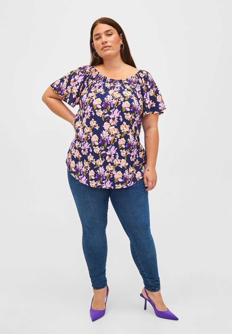 Zizzi WITH SHORT SLEEVES - Bluza - purple