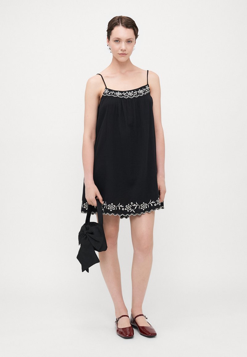Gap Tall MINI SWING DRESS - Day dress - true black/black - Zalando