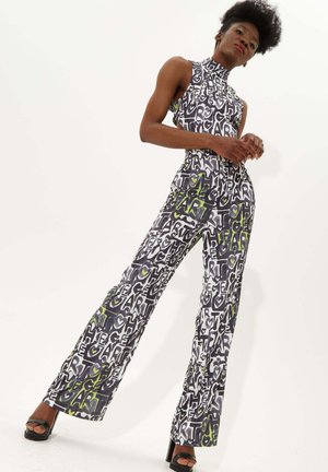 ABSTRACT PRINT HIGH NECK  WITH A CUT OU - Jumpsuit - grey
