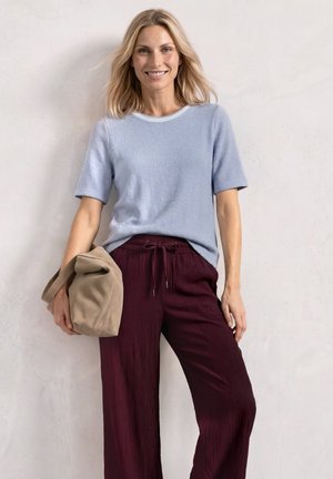 Street One, KNIT-LOOK T-SHIRT WITH ROUND NECK - T-shirt basique - whispery blue