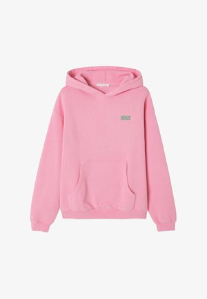 Roza kapuca iz mehkih tkanin z kengurujem žepom. Na prsih se nahaja zeleni logotip "AMERICAN VINTAGE" in udobna kapuca.