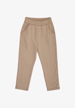 Beige afslappede bukser med elastisk talje og sidelommer, designet til komfort og daglig brug.