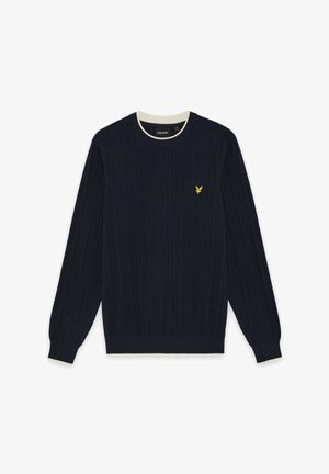Lyle & Scott, MID TIPPED CREW NECK - Striktrøje - dark navy