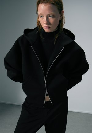 OVERSIZED SCUBA ZIP HOODIE - Sweat zippé - black