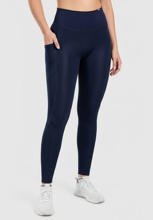 LEGGINGS HIGH WAIST WITH POCKET YOGA PILATES ILISSA - Tights - marineblau