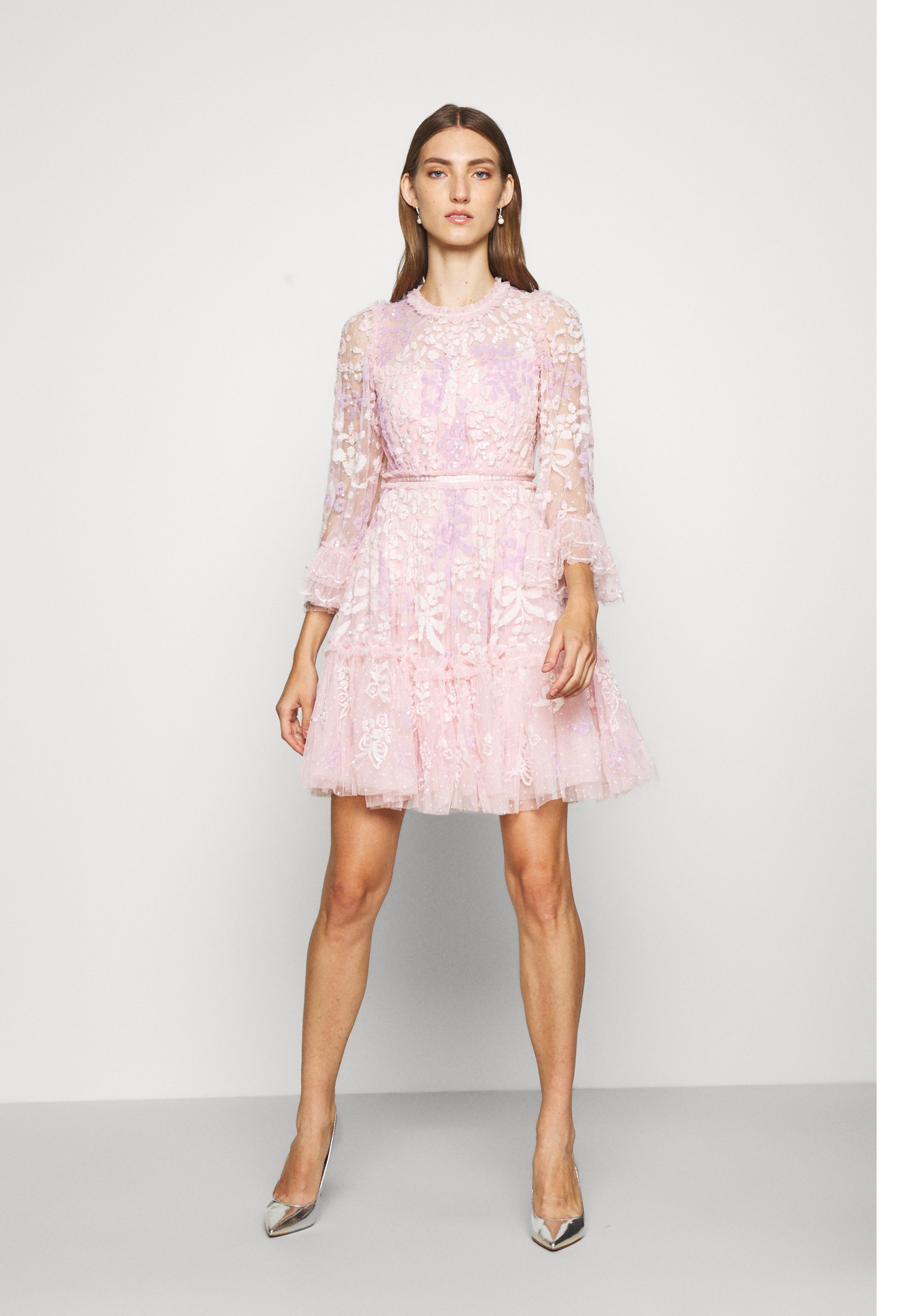 pink cocktail dress with sleeves