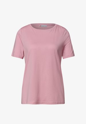 Street One, BASIC T-SHIRT WITH CREW NECK IN A SOLID COLOR, jasnoróżowy