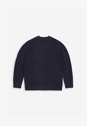 Marineblaue Sweatshirt aus weicher Baumwolle, ausgestattet mit einem Rundhalsausschnitt, langen Raglanärmeln, gerippten Bündchen und einer glatten, strukturierten Oberfläche.