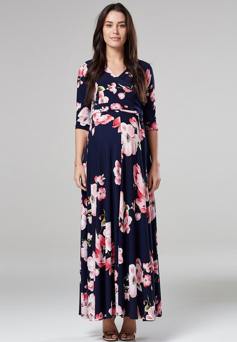 Chelsea Clark MATERNITY NURSING Robe longue dark blue white light