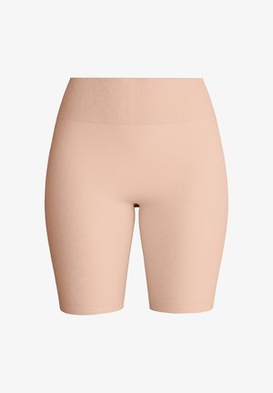 Shorts gainants nude à taille haute sans coutures, longueur mi-cuisse, conçus pour une silhouette lisse et un confort optimal.