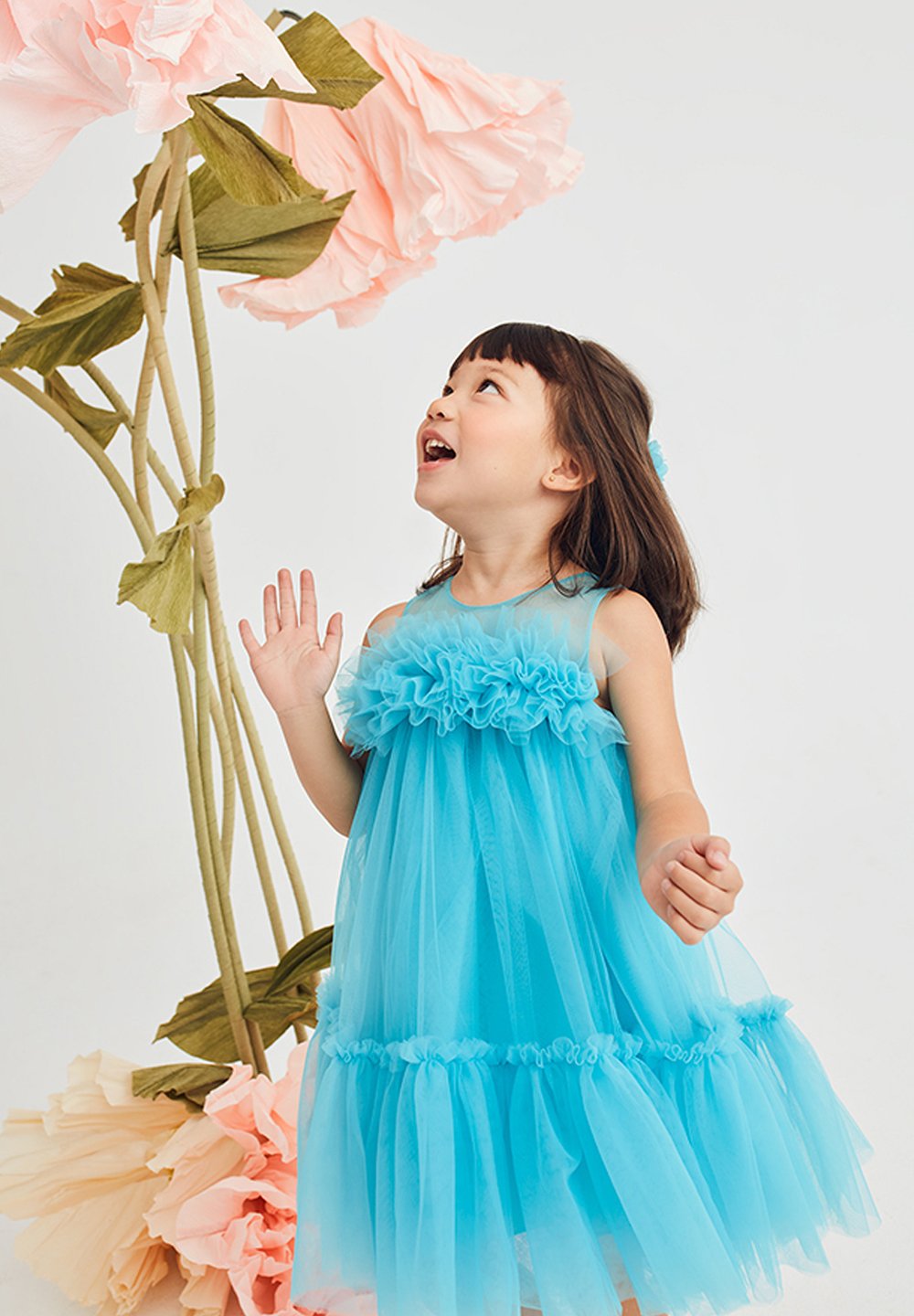 Abel E Lula Abiti Cerimonia Vestito Per Bambina In Tulle Fucsia