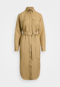Linen Blend Shirtdress - Skjortekjole - camel
