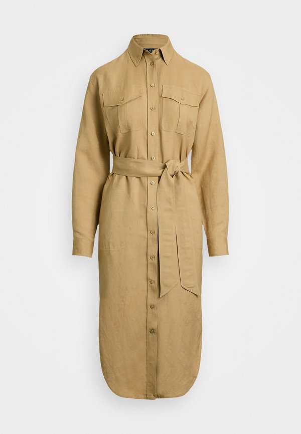 Linen Blend Shirtdress - Shirt dress - camel2