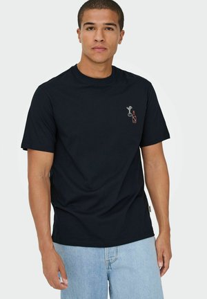 ONSMASS REG EMB SS TEE VD - Camiseta estampada - black