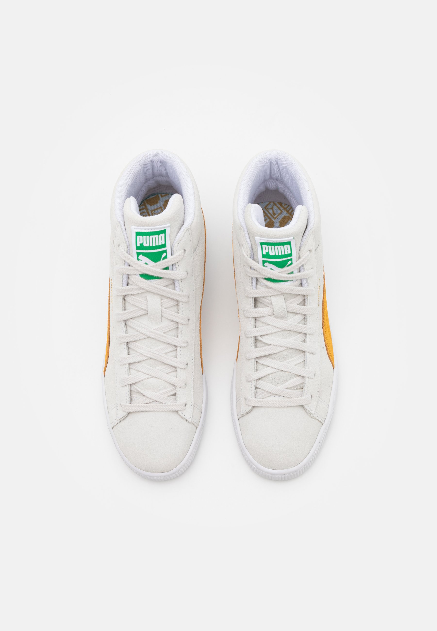 Puma SUEDE MID XXI UNISEX - Sneakers hoog - white/mineral yellow/wit -  Zalando.nl