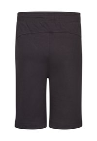 Zwarte sportshorts van een gladde, rekbare stof. Voorzien van een elastische tailleband en schone, simpele lijnen. Geen zichtbare logo's of patronen.