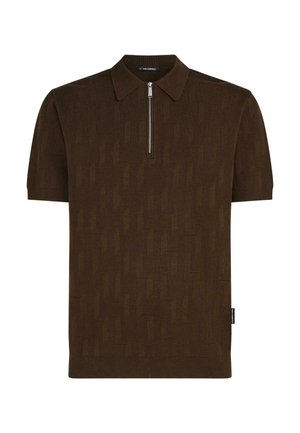 KARL LAGERFELD, MONOGRAM ZIP-UP - Polo - black coffee