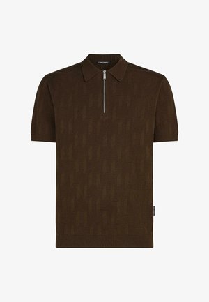 KARL LAGERFELD, MONOGRAM ZIP-UP - Polo - black coffee