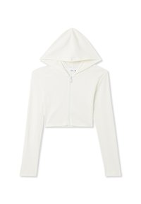 Terranova CROP A CON CAPPUCCIO  - Felpa con zip - bianco lana