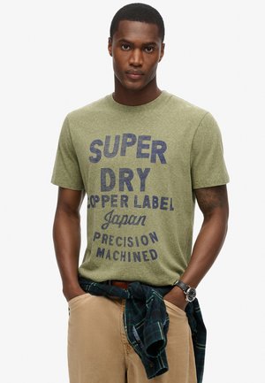 Superdry & Co LABEL WORK - Camiseta estampada - hushed olive grit