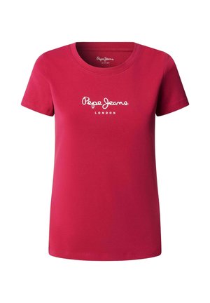 Camiseta roja de manga corta y cuello redondo con el logo "Pepe Jeans London" en blanco centrado en el frente.