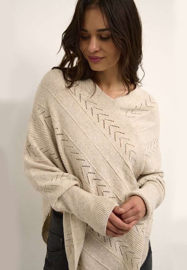HOLIDAY PONCHO - Strickpullover - oat melange