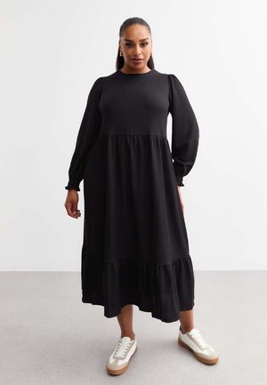 New Look Curves CURVES CRINKLED MIDI SMOCK - Jurk - black