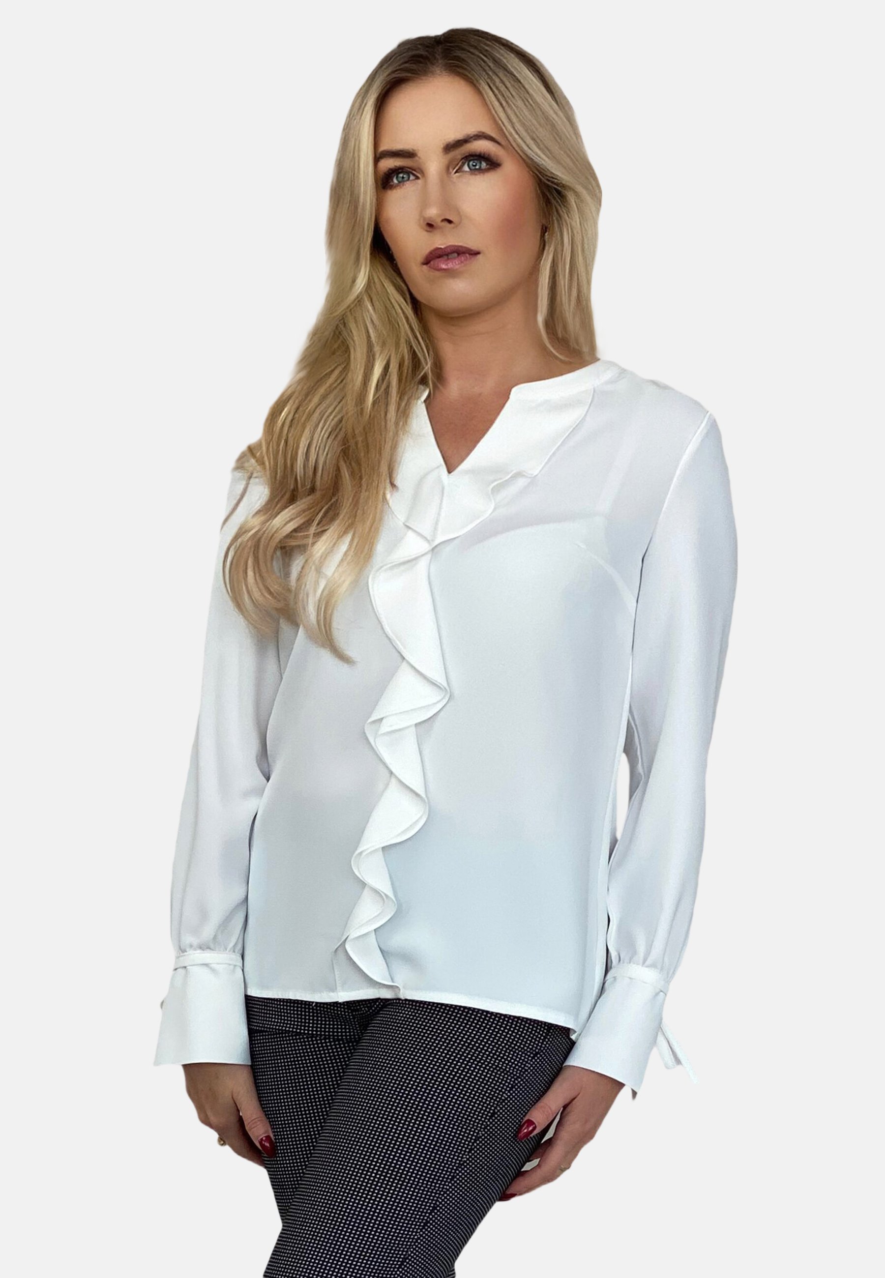REGINA FASHION WITH RUFFLE Blouse ecru/white denim Zalando