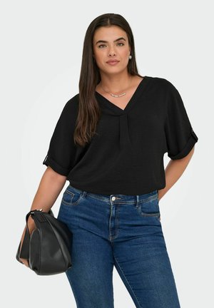 CARMETTA LIFE FOLD UP V NECK  - Blusa - black