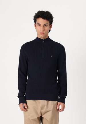 CLASSIC CABLE ZIP MOCK - Jumper - marine