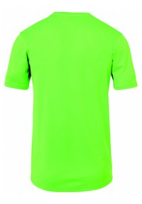 Kortærmet t-shirt i lys grøn. Fremstillet af glat, strækbart stof med rund hals. Enkel design og ensartet tekstur.