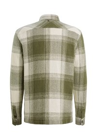 Groene en crèmekleurige geruite overhemd, textuurstof, met knopen, lange mouwen met knoopmanchetten, gestileerd rugdetail met yoke.