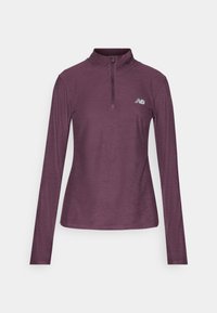 SPORT ESSENTIALS SPACE DYE QUARTER ZIP - Long sleeved top - plum/brown heather