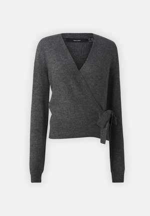Vero Moda Tall VMRUBELLEFILE WRAP CARDIGAN - Cardigan - medium grey melange