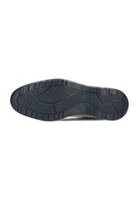 Suela de zapato de goma negra con patrones de agarre texturizados, que presenta una ligera curva y bordes definidos para mayor durabilidad y tracción.