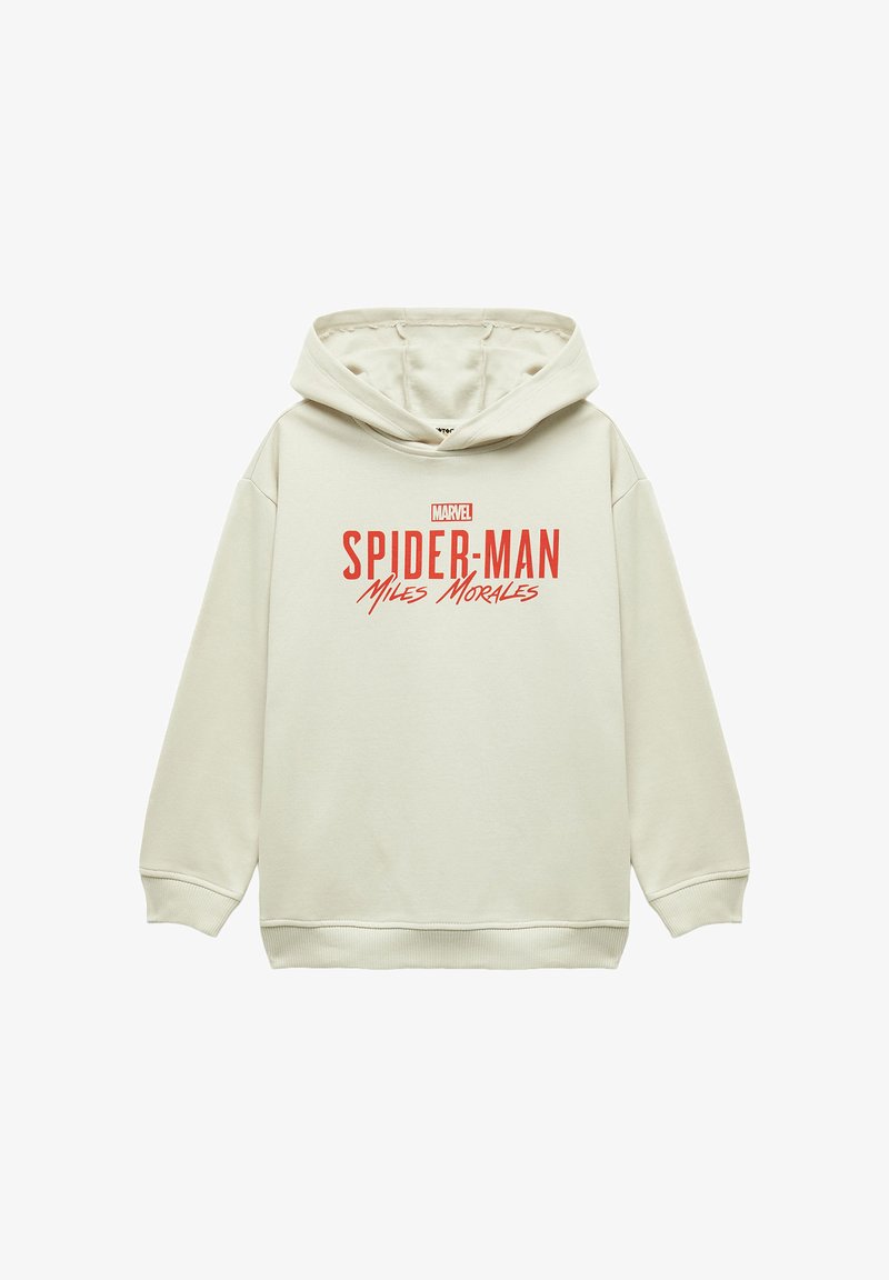 Cremfarbener Kapuzenpullover aus weichem Stoff. Mit einem Frontgrafik von "MARVEL SPIDER-MAN Miles Morales" in Rot. Mit verstellbarem Kapuzenzug.