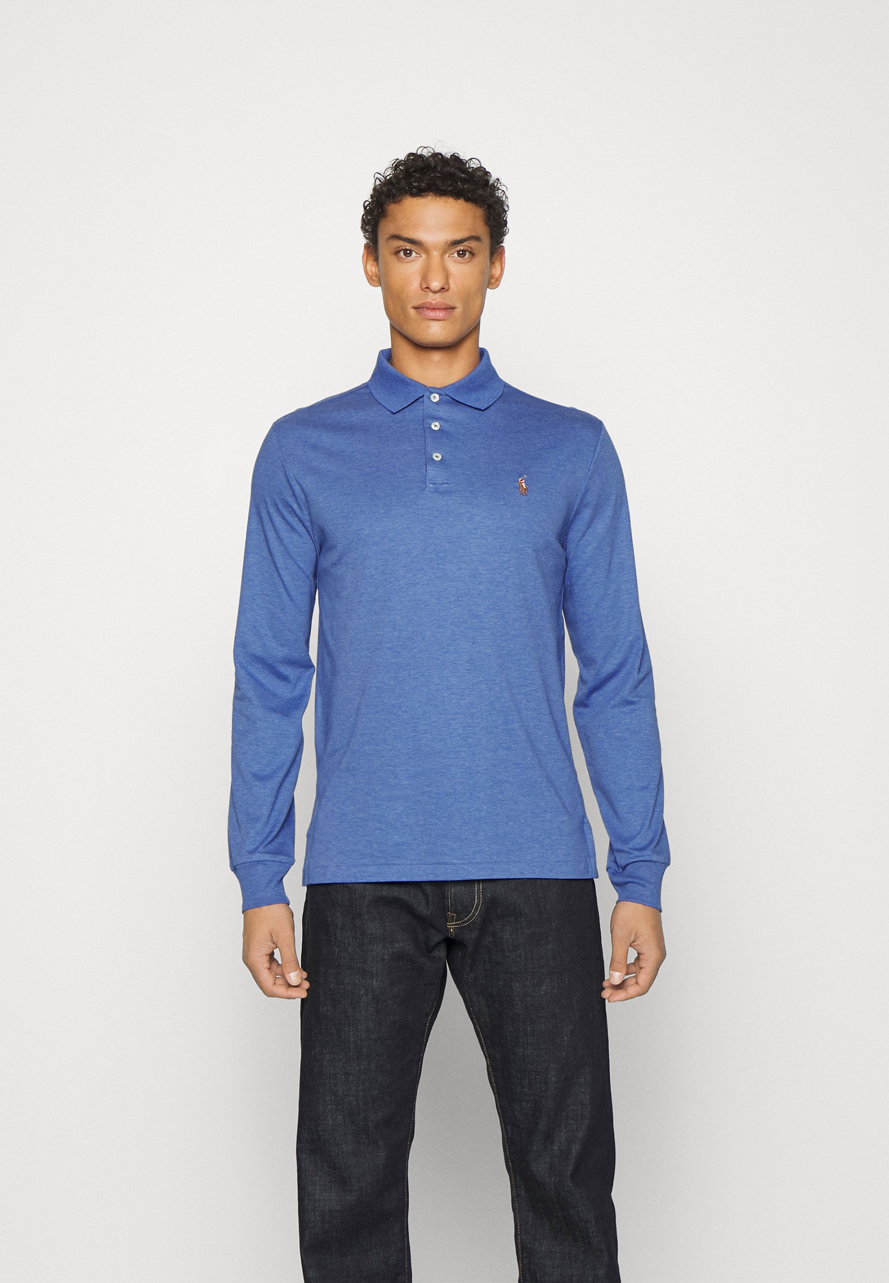 Long sleeve royal blue polo shirt Clearance