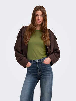 ONLY, ONLRILEY O-NECK L/S TOP JRS NOOS - Long sleeved top - peat moss
