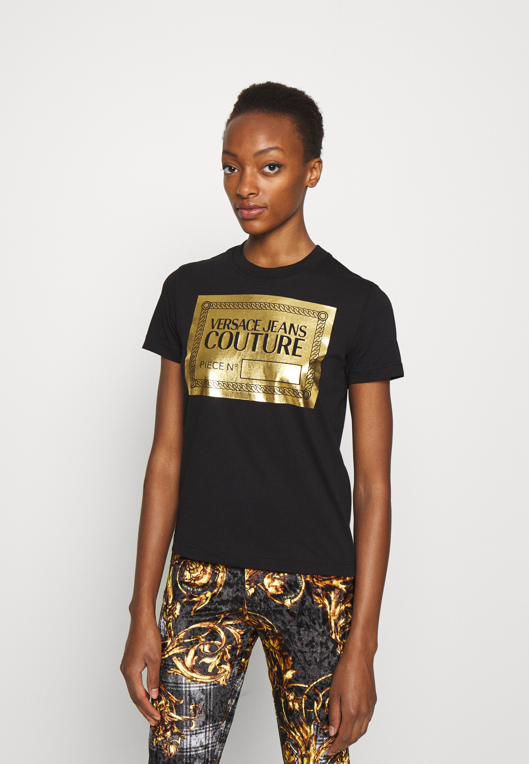 versace jeans black and gold t shirt