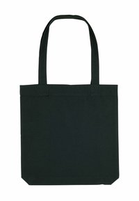 Fekete pamut vászontáska, két erős fogantyúval, téglalap alakú és minimalista dizájnnal. Nincsenek minták vagy díszítések.