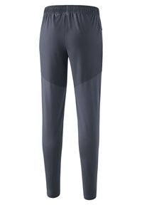 Grijze sportbroek met een elastische tailleband, taps toelopend ontwerp en een gladde textuur. Bevat contrasterende paneelaccenten voor extra stijl.