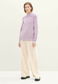 TOM TAILOR Strickpullover - offwhite mauve plaited rib