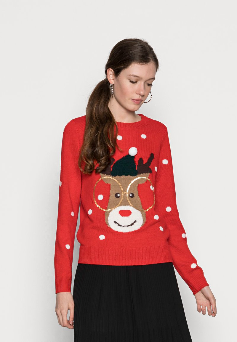 Vero Moda VMTINSEL O-NECK XMAS - Camisola - chinese red/sepia tint/snow white/ponderosa pine/chocolate plum/black/gold