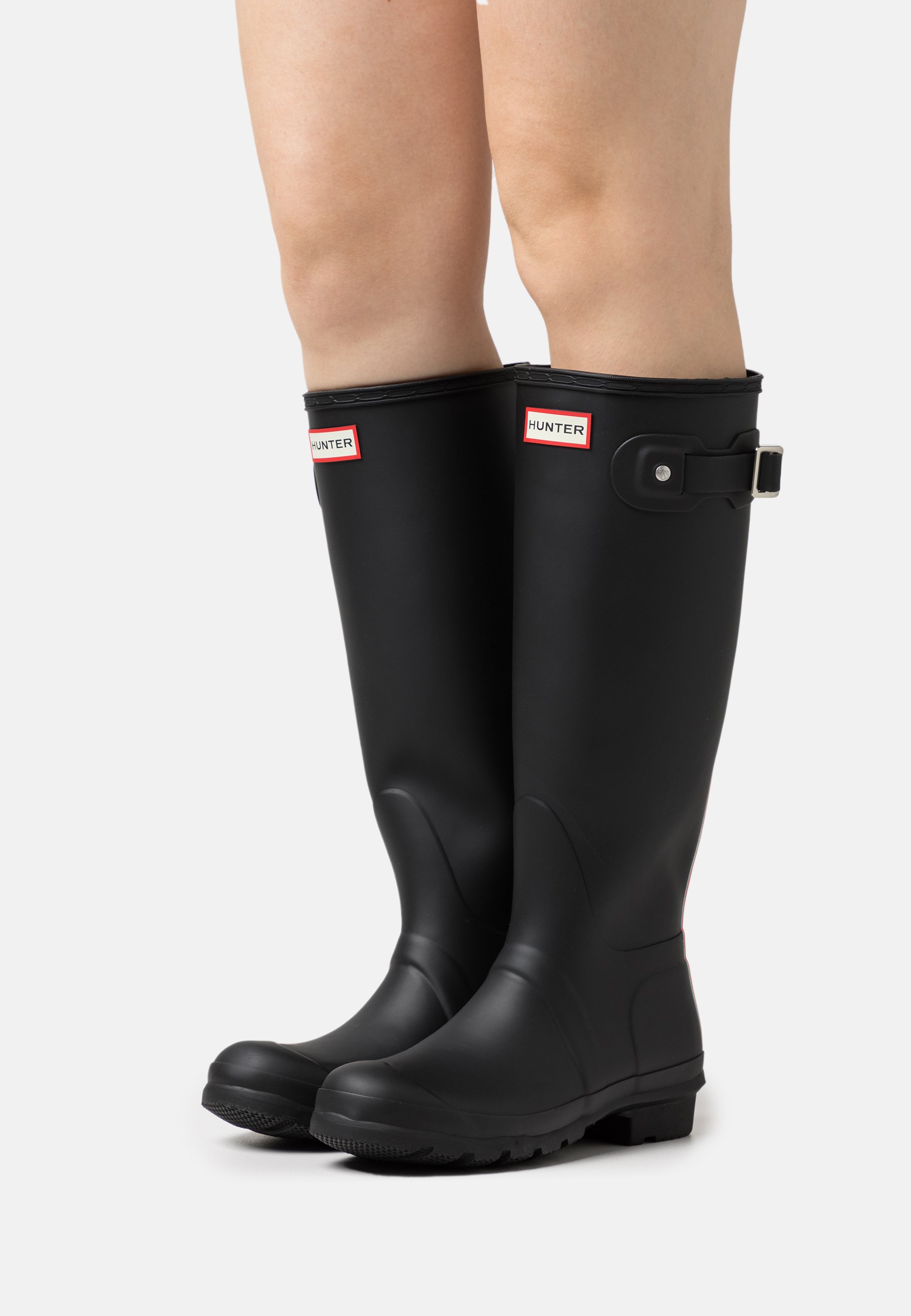 dok lejesoldat Bliv sammenfiltret Hunter ORIGINAL WOMENS TALL TRI COLOUR LOGO BACKSTRAP BOOT - Gummistøvler -  black/sort - Zalando.dk