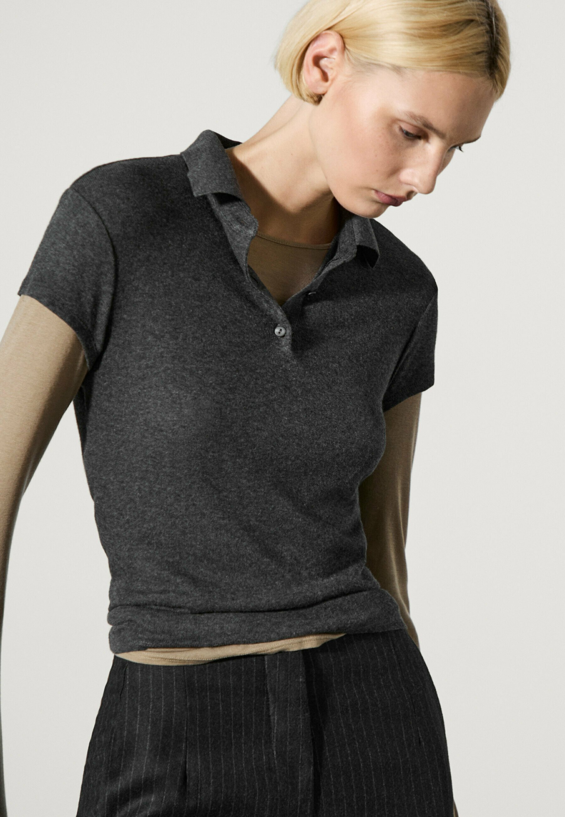 売れ筋商品|||マッシモ ドゥッティ Tシャツ レディース トップス SHORT SLEEVE - Polo shirt - grey Massimo Dutti SHORT SLEEVE - Polo shirt - grey - Zalando.co.uk