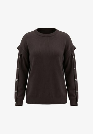 Studio Untold, PULLOVER, OVERSIZE SHAPE, LANGARM MIT HEART-KNÖPFEN - Jersey de punto - pine brown