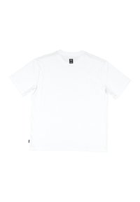 White short-sleeve t-shirt made of cotton, featuring a round neckline and a small sewn label on the lower left side. Seamless back design.