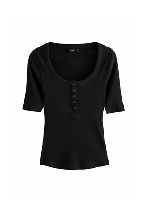 Next WIDE SHORT SLEEVE HENLEY - T-shirt print - black